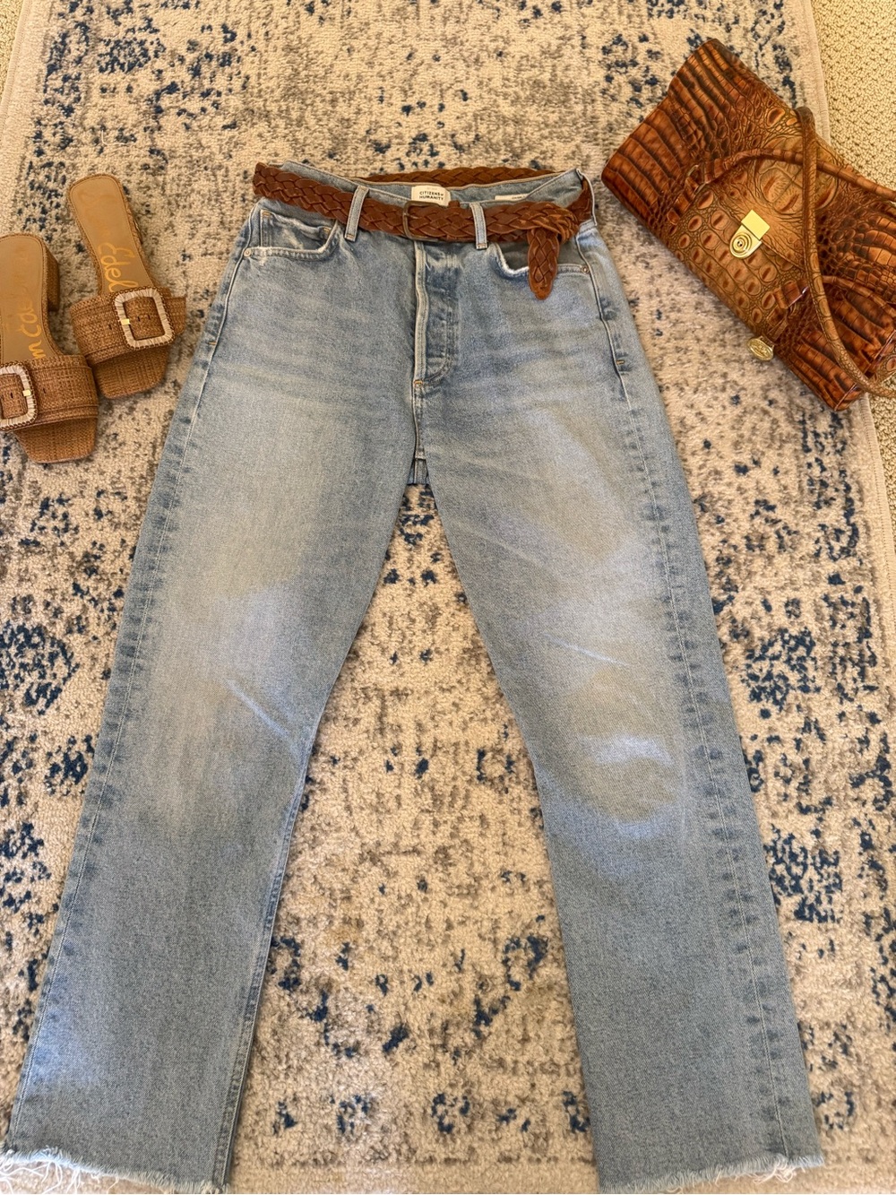 Citizens Of Humanity Light Blue Straight-Leg Cropped Charlotte Jeans Women’s